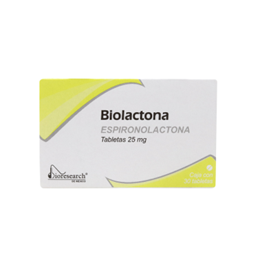 Biolactona 25 mg con 20 tabletas (Espironolactona)