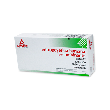 Eritropoyetina humana recombinante 2000 UI/mL solución inyectable (AMSA) con 6 frascos ampula con 1 ml