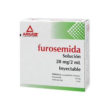 Furosemida 20 mg/2 mL solución inyectable caja con 5 ampolletas con 2 mL (AMSA)