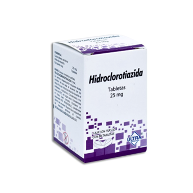 Hidroclorotiazida 25 mg con 20 tabletas (Ultra)