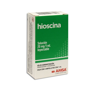 Hioscina 20 mg/mL solución inyectable caja con 3 ampolletas (AMSA)