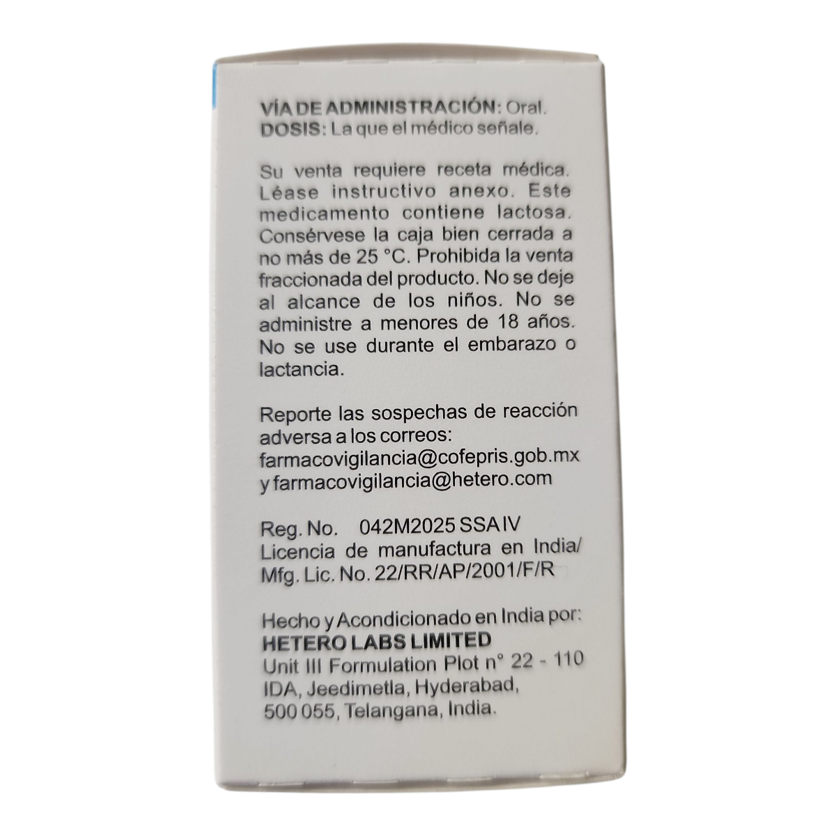 Dapagliflozina 10 mg con 28 tabletas (Camber)