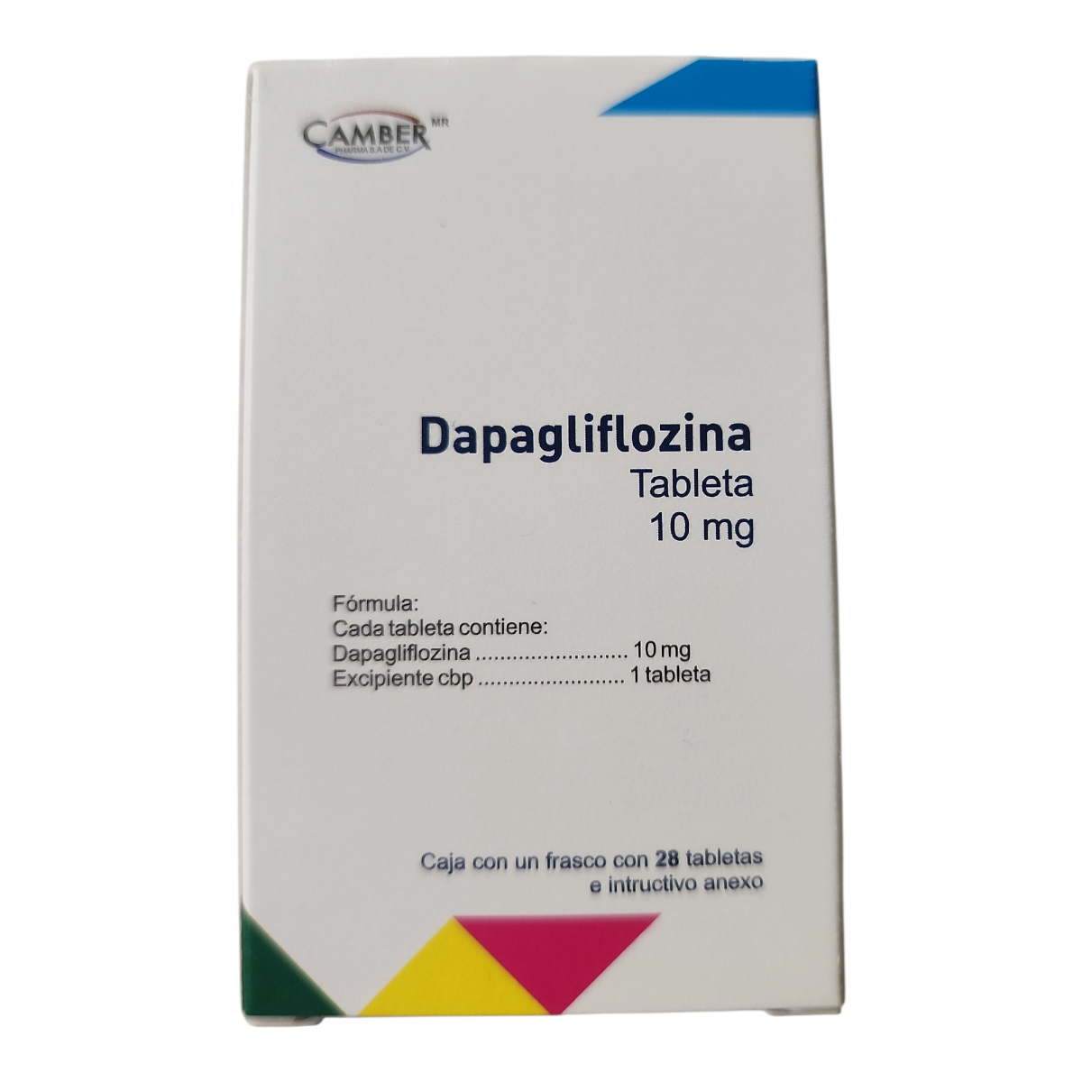 Dapagliflozina 10 mg con 28 tabletas (Camber)