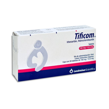 Tificom 150 mg/12.5 mg con 28 tabletas (Irbesartán/Hidroclorotiazida)