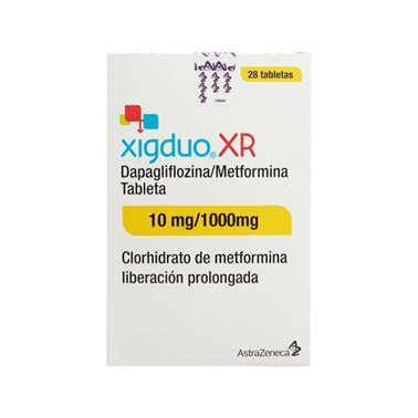Xigduo XR 10 mg/1000 mg con 28 tabletas (Dapagliflozina/Metformina)