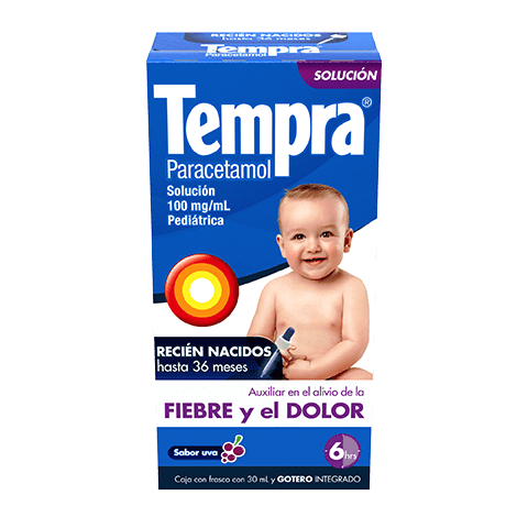 Tempra Pediátrico Paracetamol 100 mg/mL Solución 30 mL Sabor Uva – Recién nacidos a 36 meses